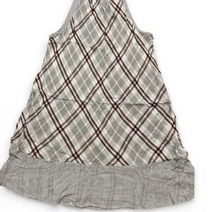 Cloth & Stone Gray & Pink Plaid Button-Front Dress, Soft Checkered Midi, Size L